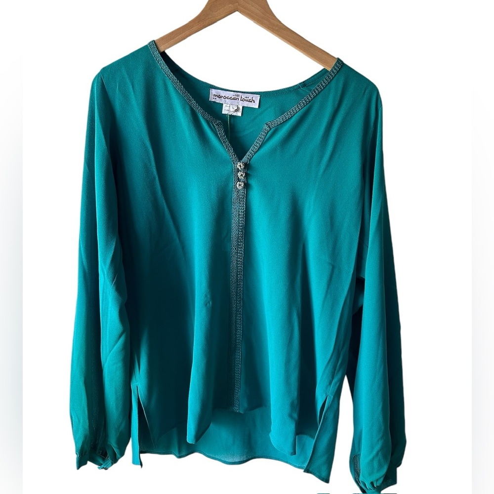 Green Moroccan Touch Long Sleeve with Gold Accents